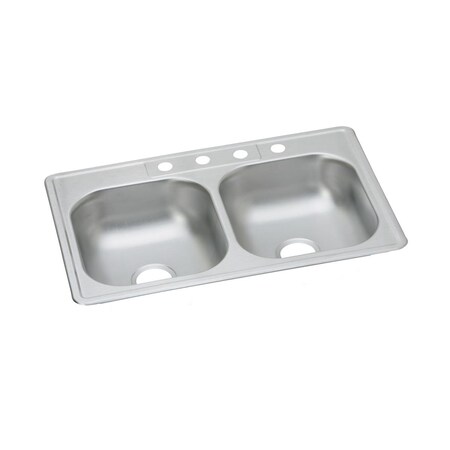 Elkay Dayton Stainless Steel 33 X 22 X 6-9/16 Equal Double Bowl Top Mount Sink DG233225